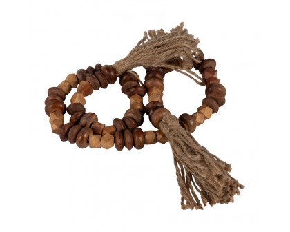 Sagebrook - 33" Wood 2-tone Bead Garland in Natural