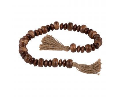 Sagebrook - 32" Wood Flat Beads Garland in Natural