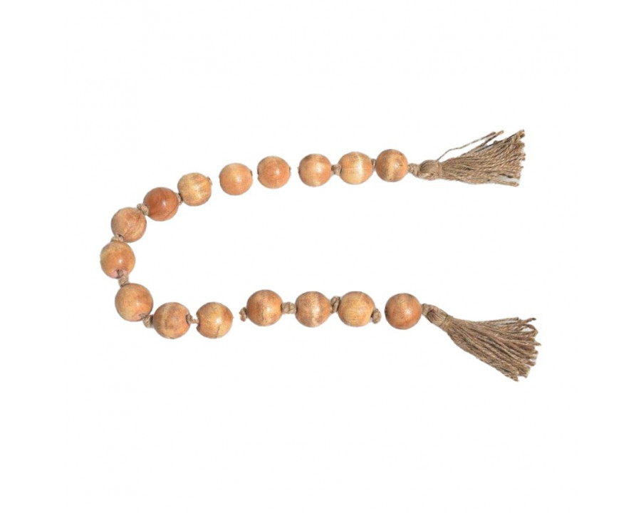 Sagebrook 32" Wood Bead Garland - Natural