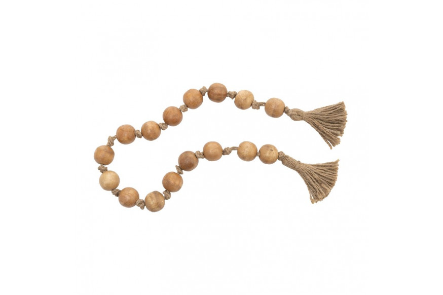 Sagebrook™ 32" Wood Double Beaded Garland With Tassel - Natural