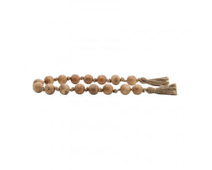 Sagebrook™ 32" Wood Double Beaded Garland With Tassel - Natural