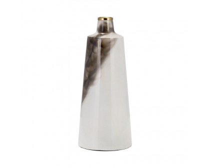 Sagebrook 15" Metal Vase With Ring Lid - White/Gold