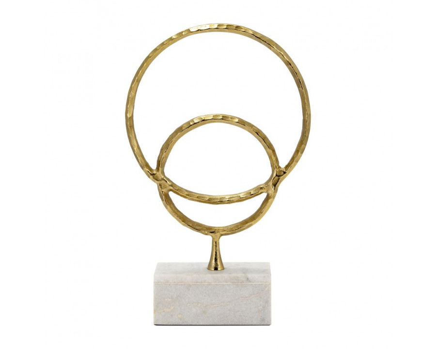 Sagebrook 21" Metal/Marble Double Ring Accent - Gold