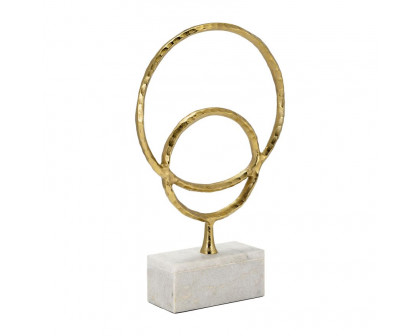 Sagebrook 21" Metal/Marble Double Ring Accent - Gold