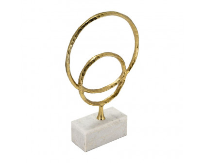 Sagebrook 21" Metal/Marble Double Ring Accent - Gold