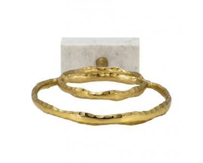 Sagebrook 21" Metal/Marble Double Ring Accent - Gold