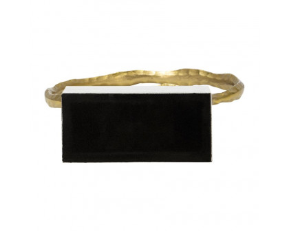 Sagebrook 21" Metal/Marble Double Ring Accent - Gold