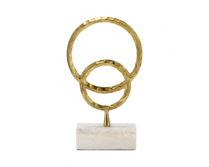 Sagebrook 21" Metal/Marble Double Ring Accent