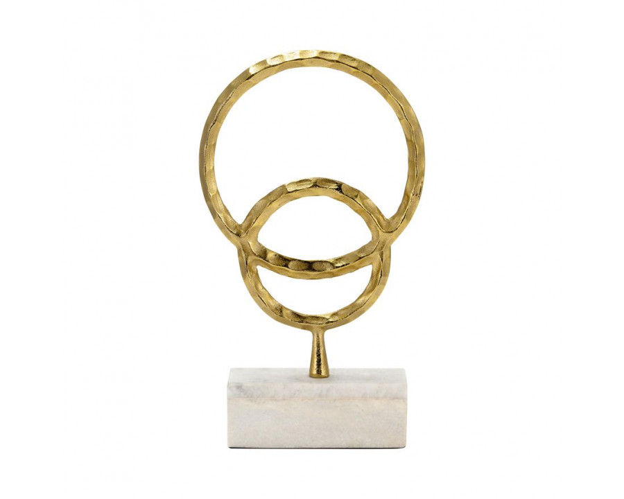 Sagebrook 17" Metal/Marble Double Ring Accent - Gold