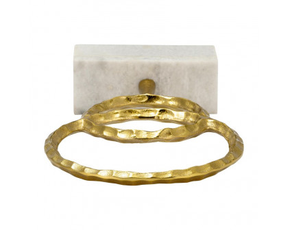 Sagebrook 17" Metal/Marble Double Ring Accent - Gold