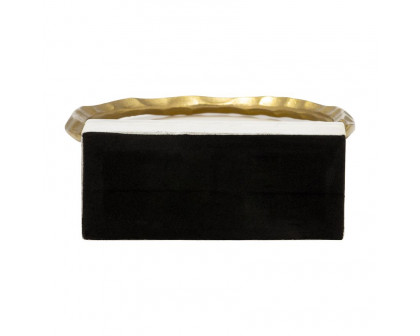 Sagebrook 17" Metal/Marble Double Ring Accent - Gold