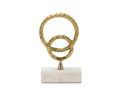 Sagebrook 21" Metal/Marble Double Ring Accent