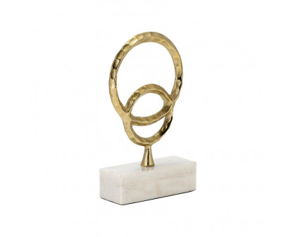 Sagebrook 12" Metal/Marble Double Ring Accent - Gold