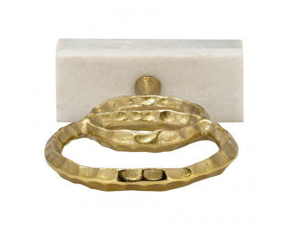 Sagebrook 12" Metal/Marble Double Ring Accent - Gold