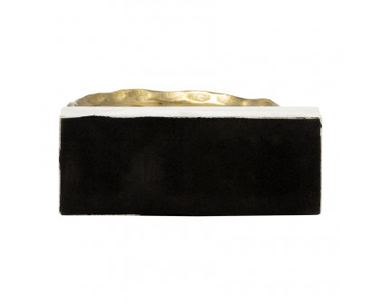 Sagebrook 12" Metal/Marble Double Ring Accent - Gold