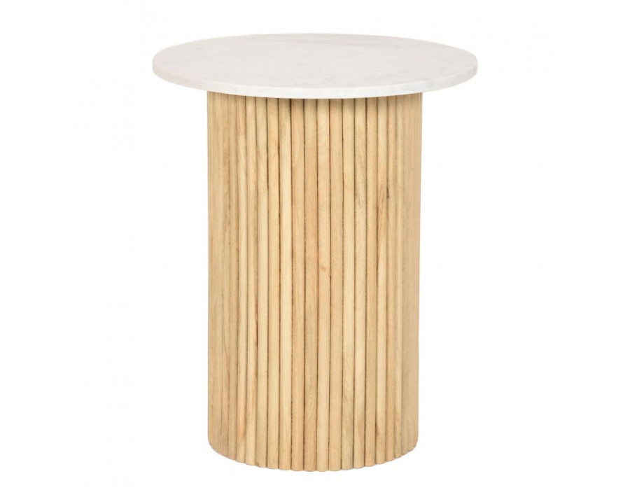 Sagebrook Reeded Side Table Marble Top - Natural/White