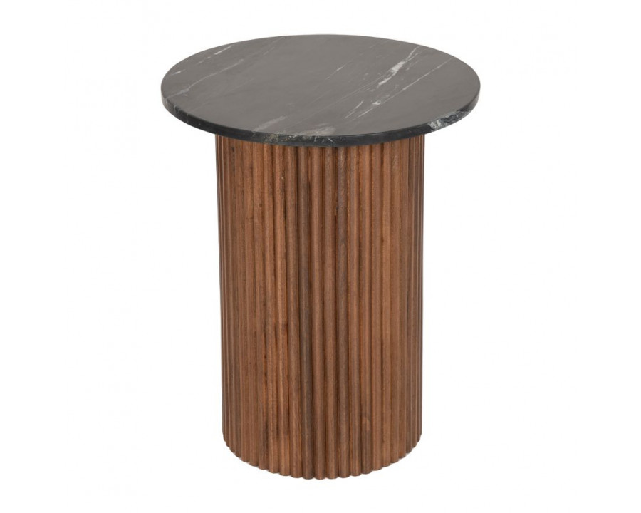 Sagebrook Reeded Side Table Marble Top - Brown/Black