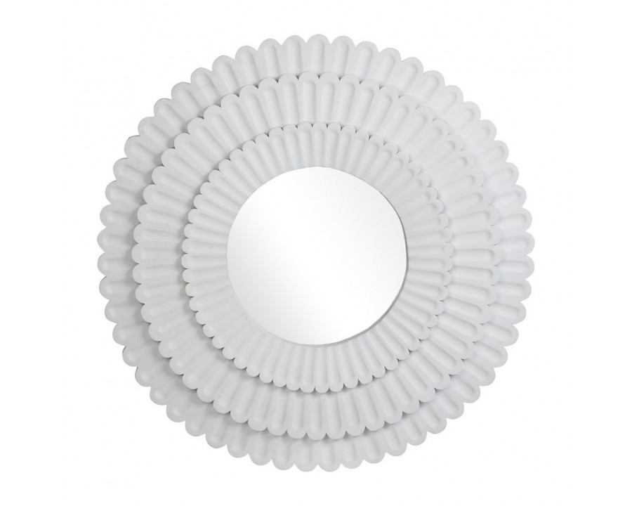 Sagebrook Wood Flower Mirror - White