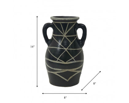 Sagebrook 14" Terracotta Modern Eared Vase - Black