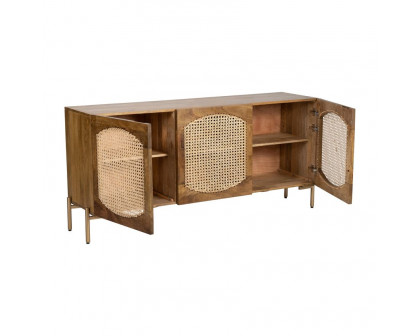 Sagebrook Wood 3-Door Cane Sideboard