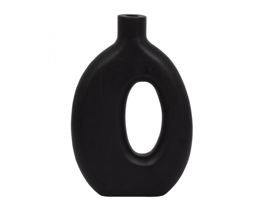 Sagebrook 14" Wood Cut-out Vase - Black