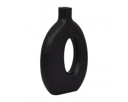 Sagebrook 14" Wood Cut-out Vase - Black