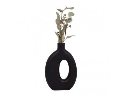 Sagebrook 14" Wood Cut-out Vase - Black