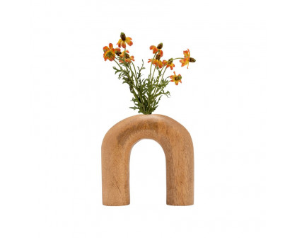 Sagebrook 6" Wood Horseshoe Vase - Brown