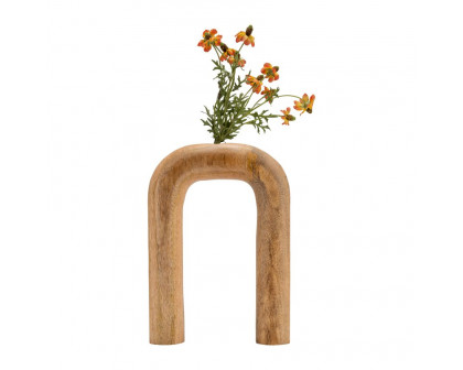 Sagebrook 11" Wood Horseshoe Vase - Brown