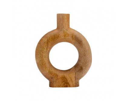 Sagebrook 10" Wood Donut Shaped Vase