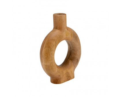 Sagebrook 10" Wood Donut Shaped Vase - Brown