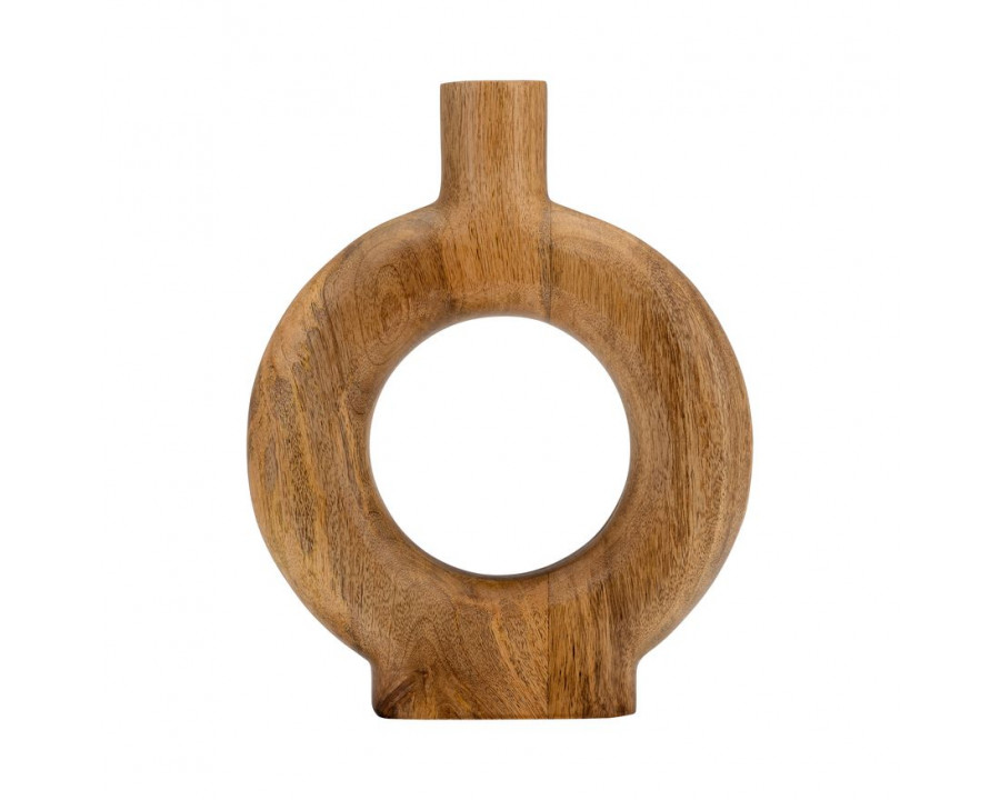 Sagebrook 12" Wood Donut Shaped Vase - Brown