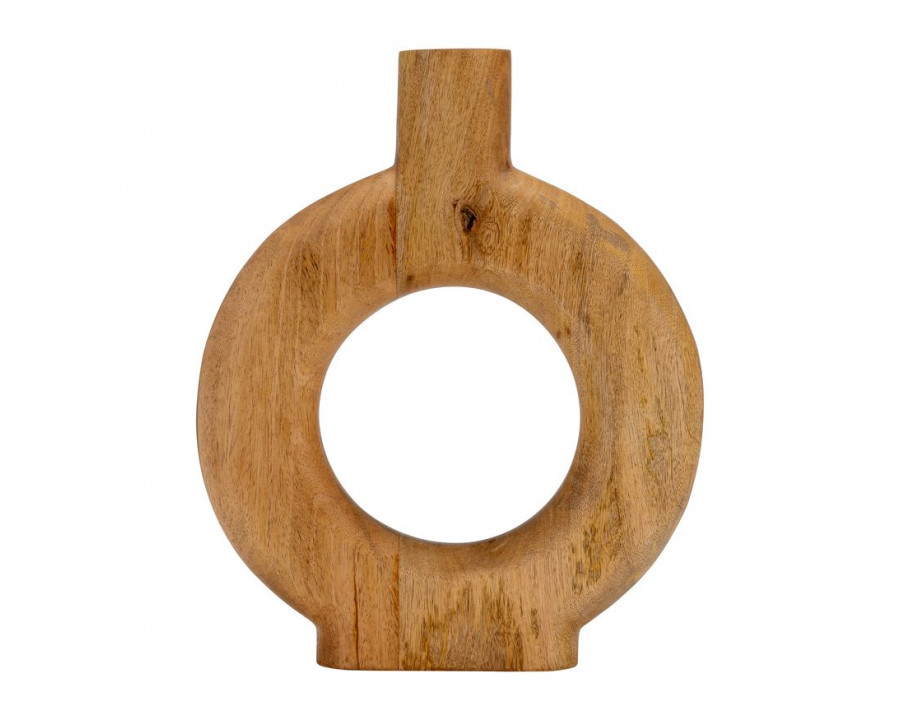 Sagebrook 10" Wood Donut Shaped Vase