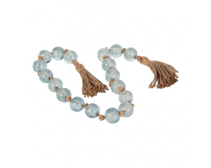 Sagebrook - 34" Glass Beaded Garland With Tassel in Blue