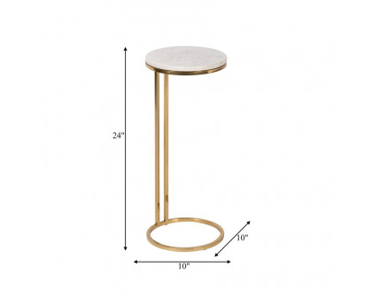 Sagebrook™ Drink Table Matble Top - White/Gold