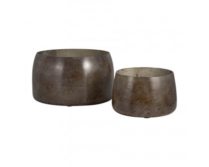 Sagebrook - 10"/14" Glass Decorative Bowls (Set Of 2) in Bronze