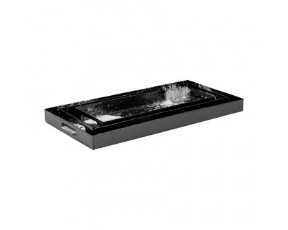 Sagebrook - 18"/22"/25" Metal Rectangular Trays (Set Of 3) in Black/White