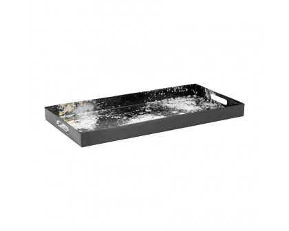 Sagebrook - 18"/22"/25" Metal Rectangular Trays (Set Of 3) in Black/White