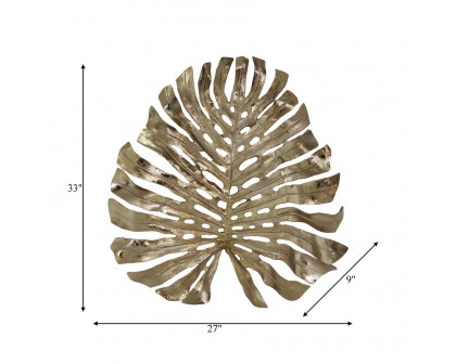 Sagebrook - Metal Leaf Wall Decor in Champagne