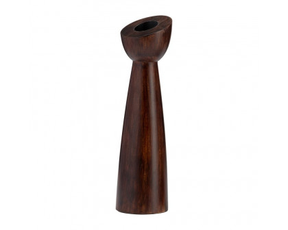 Sagebrook 13" Wood Slanted Candle Holder - Brown