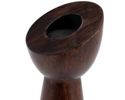 Sagebrook 13" Wood Slanted Candle Holder - Brown