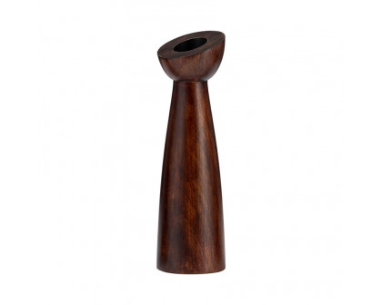 Sagebrook 11" Wood Slanted Candle Holder - Brown