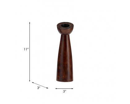 Sagebrook 11" Wood Slanted Candle Holder - Brown