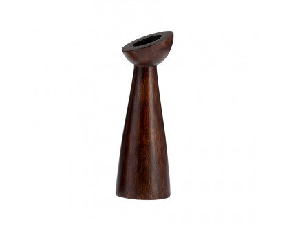 Sagebrook 9" Wood Slanted Candle Holder - Brown