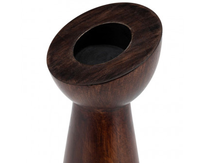 Sagebrook 9" Wood Slanted Candle Holder - Brown