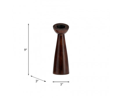 Sagebrook 9" Wood Slanted Candle Holder - Brown