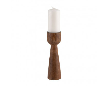 Sagebrook 15" Wood Candle Holder - Natural