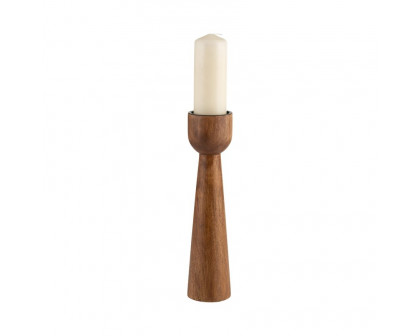 Sagebrook 12" Wood Candle Holder - Natural