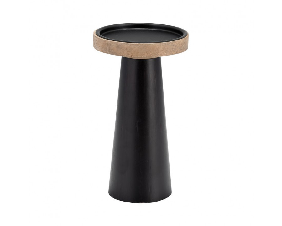 Sagebrook 9" Wood Flat Candle Holder Stand - Black/Natural