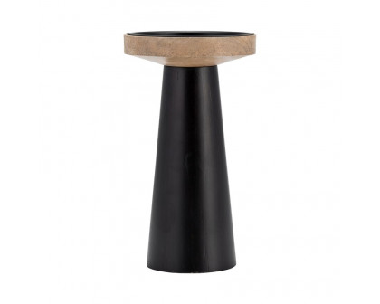 Sagebrook 9" Wood Flat Candle Holder Stand - Black/Natural